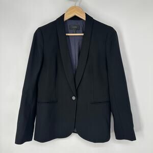 J. Crew Parke Blazer Wool Blend Single Breasted Shawl Lapel Jacket Preppy Black